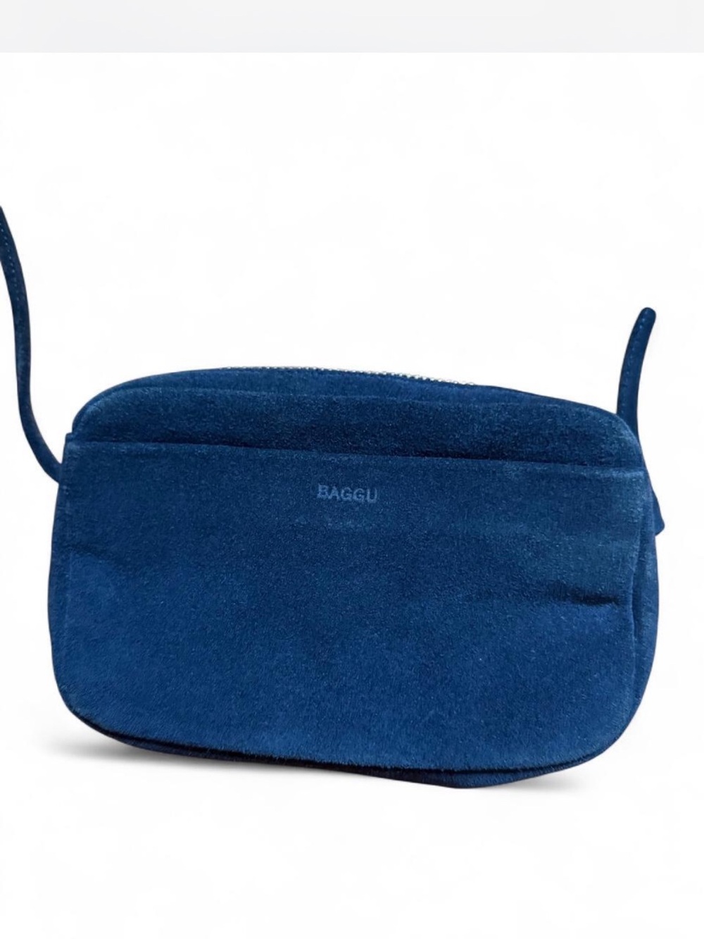 BAGGU Navy Suede Crossbody Bag